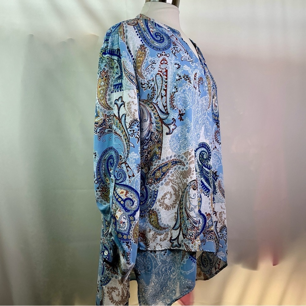 Chico's plus size 3 16 18 2X Blue and White Asymmetrical Tunic Fall Top - Picture 7 of 16